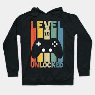 10th Birthday 10 Year old Level 10 Unlocked Video Gamer Hoodie